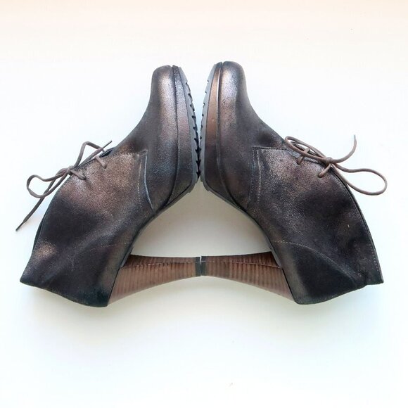 NEW Paul Green Shimmer Leather Lace Up High Heel Ankle Boots Booties Size 7.5 - Picture 15 of 16